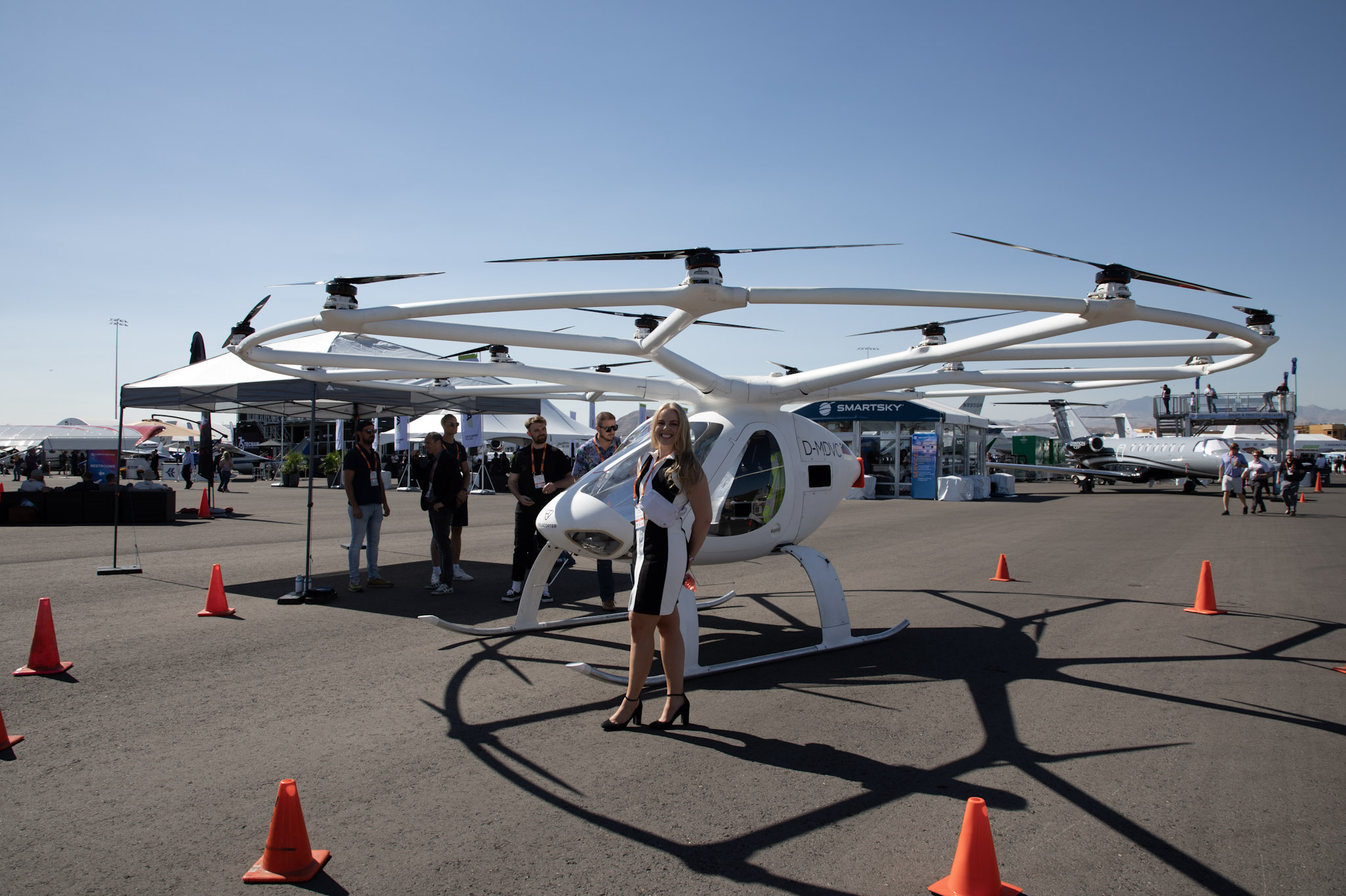 Anna pictured in front of an autonomous aircraft.